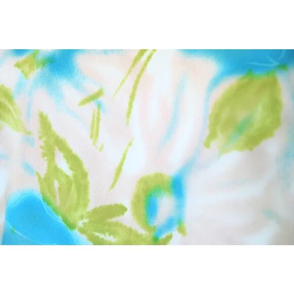 Vintage 1960s Pastel Floral Printed Drop Waist Dress With Chiffon Sleeves Large - Picture 5 of 7